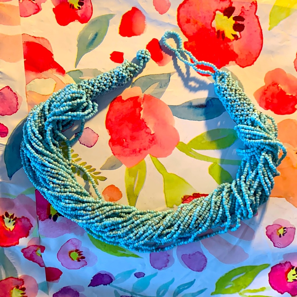 $10 ADD ON ITEM: Blue beaded necklace